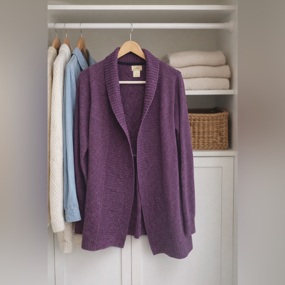 💜 Classic LL Bean Purple Cardigan – Lightweight & Versatile